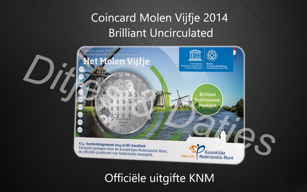 Molen Vijfje BU in coincard genummerde uitgifte KNM, Ophalen of Verzenden, Koningin Beatrix, Euro's