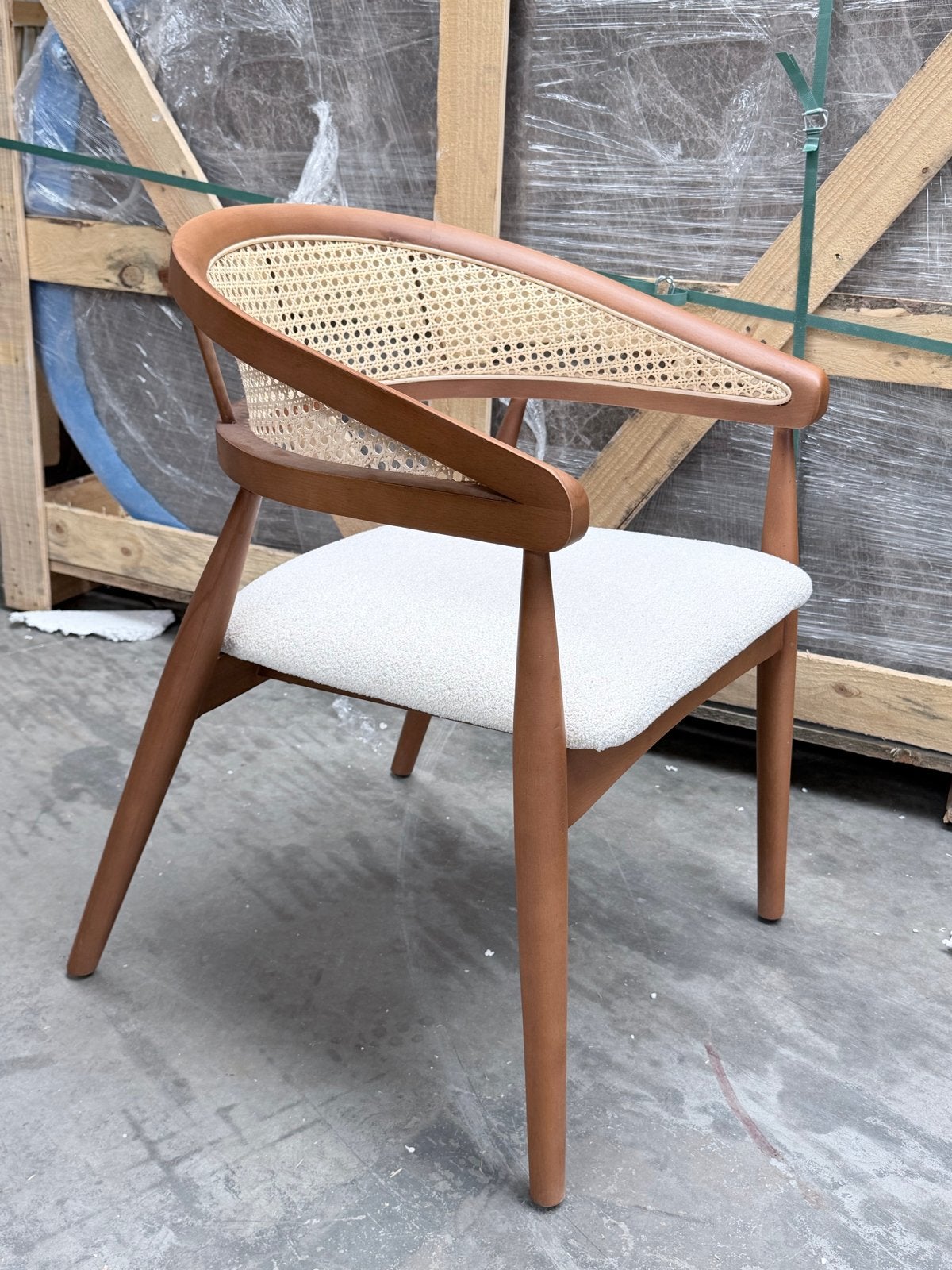 6 x Japandi Rotan en Houten Eetkamerstoelen., Ophalen, Overige kleuren, Zo goed als nieuw, Vijf, Zes of meer stoelen