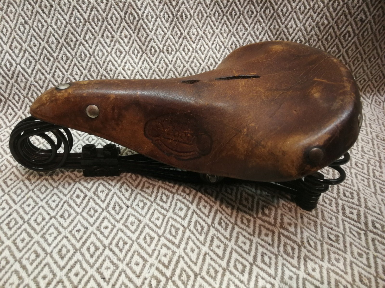 Vintage Lepper oldtimer zadel i.z.g.s, Fietsen en Brommers, Ophalen, Frame, Gebruikt, Leer