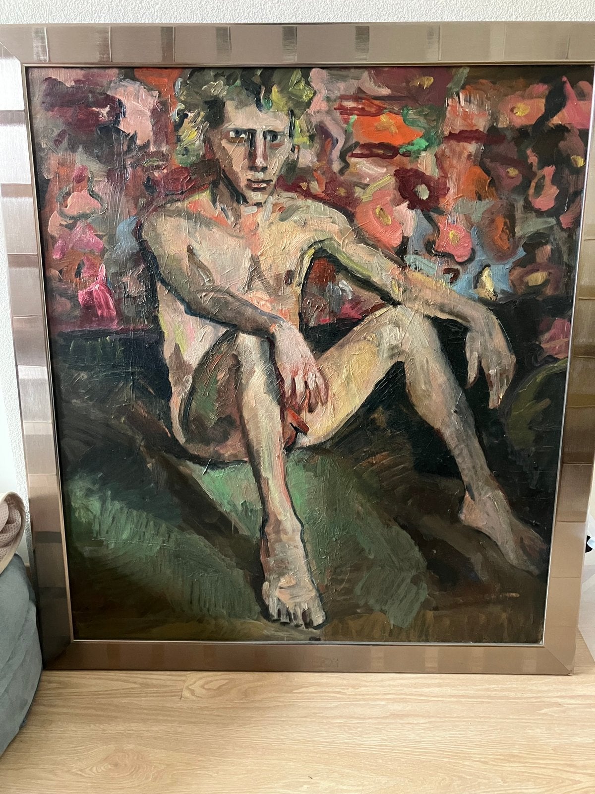 100x90 met mooie lijst, Antiek en Kunst, Kunst | Schilderijen | Klassiek, Portret of Personen, Surrealisme, Acrylverf, Paneel