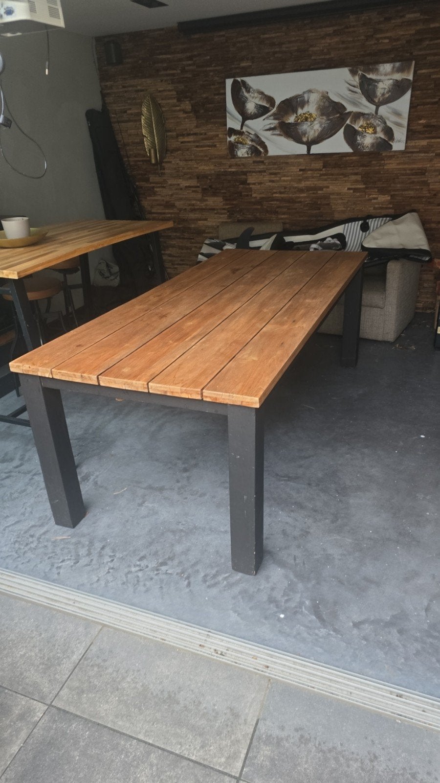 Nette buitentafel, Tuin en Terras, Ophalen, Gebruikt, Rechthoekig, Teakhout