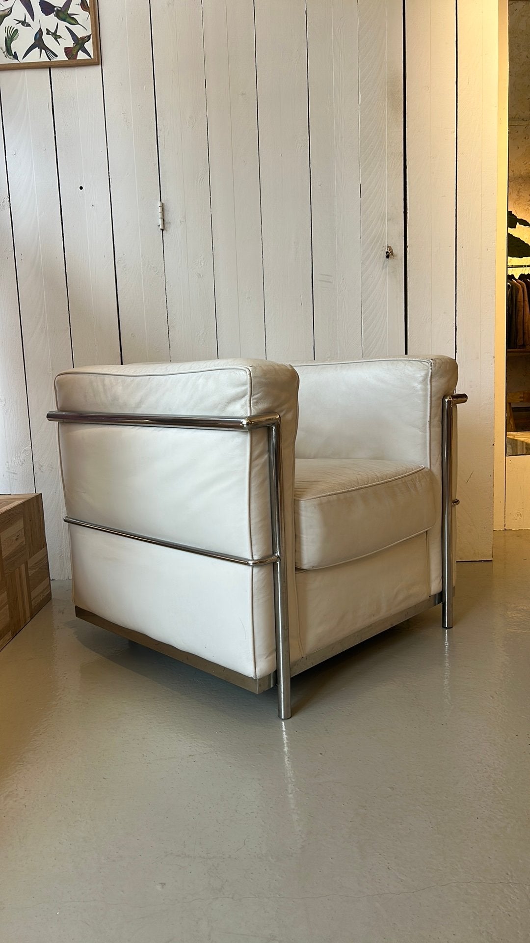 Replica! Le Corbusier cassina fauteuil LC2 design - Wit leer, Huis en Inrichting, Fauteuils, Ophalen, Leer, 75 tot 100 cm, Gebruikt