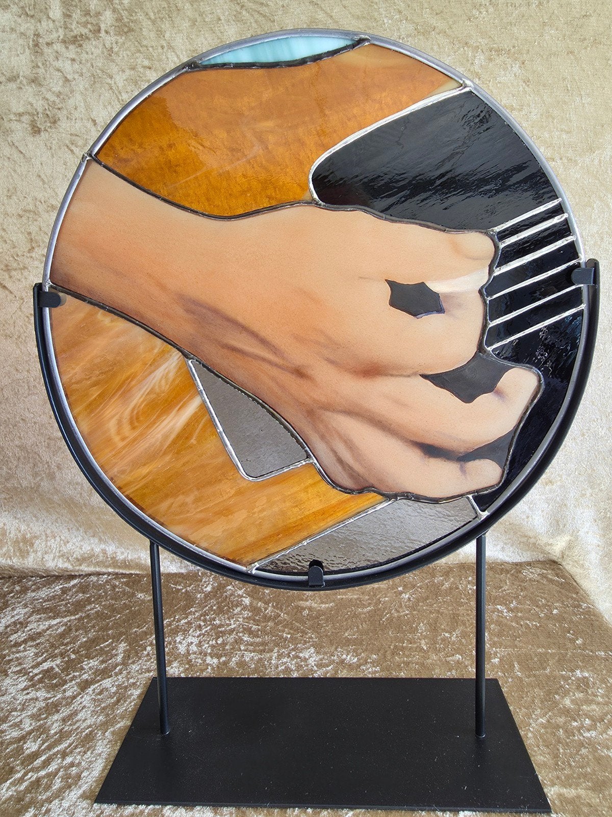 Uniek gebrandschilderd kunstwerk: hand van Bruce Springsteen, Ophalen of Verzenden, Nieuw, Poster, Artwork of Schilderij