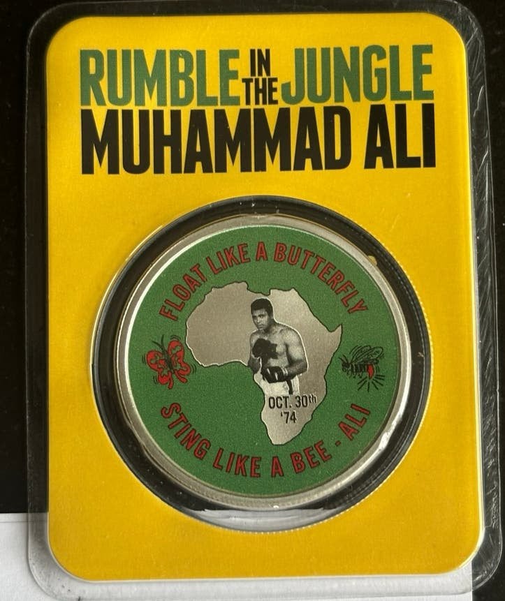 1 oz zilver MUHAMMAD ALI RUMBLE IN THE JUNGLE 2023 munt, Postzegels en Munten, Edelmetalen en Baren, Ophalen of Verzenden, Zilver
