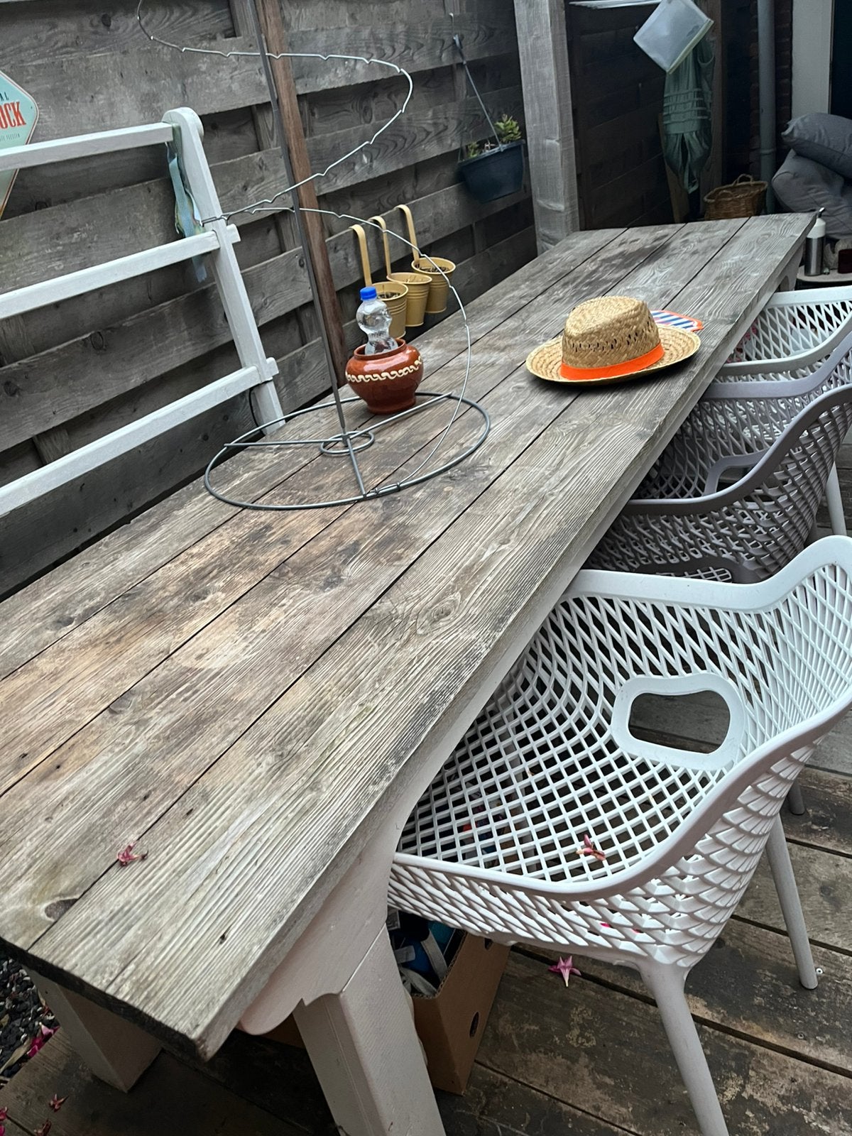 Buiten tafel hout, Ophalen, Zo goed als nieuw, Rechthoekig, Hout