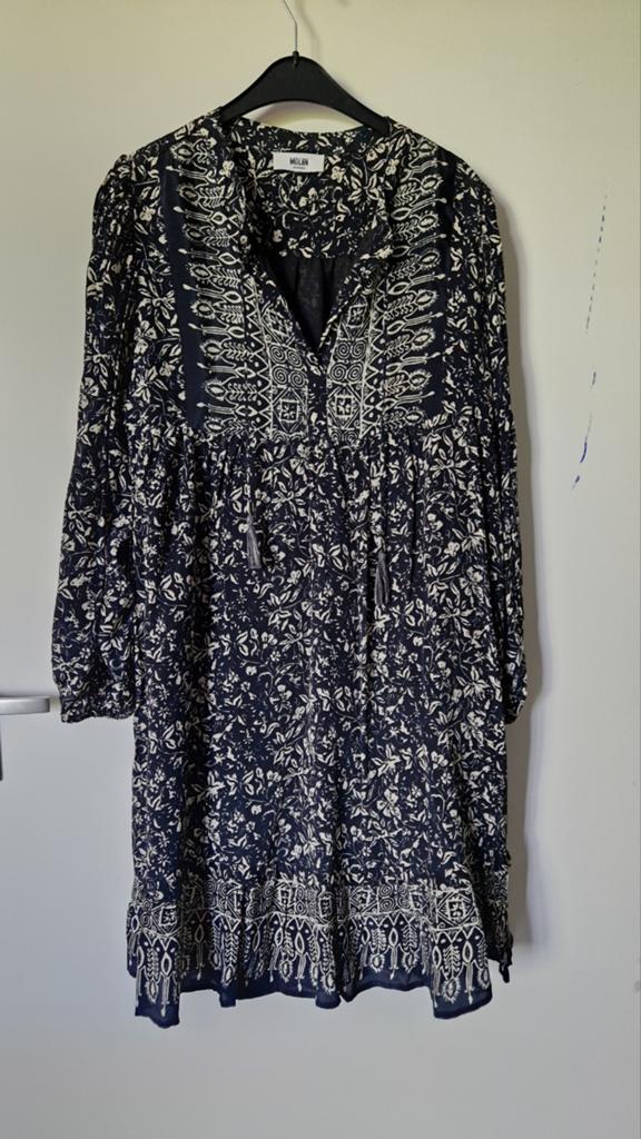 MOLIIN Jurk met print - Maat M, Kleding | Dames, Jurken, Maat 38/40 (M), Blauw, MOLIIN, Nieuw