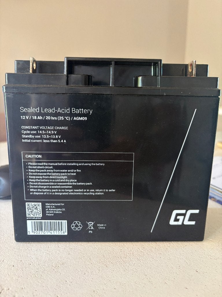 Greencell 12v 18ah sealed batterij, Ophalen, Zo goed als nieuw, Motor en Techniek