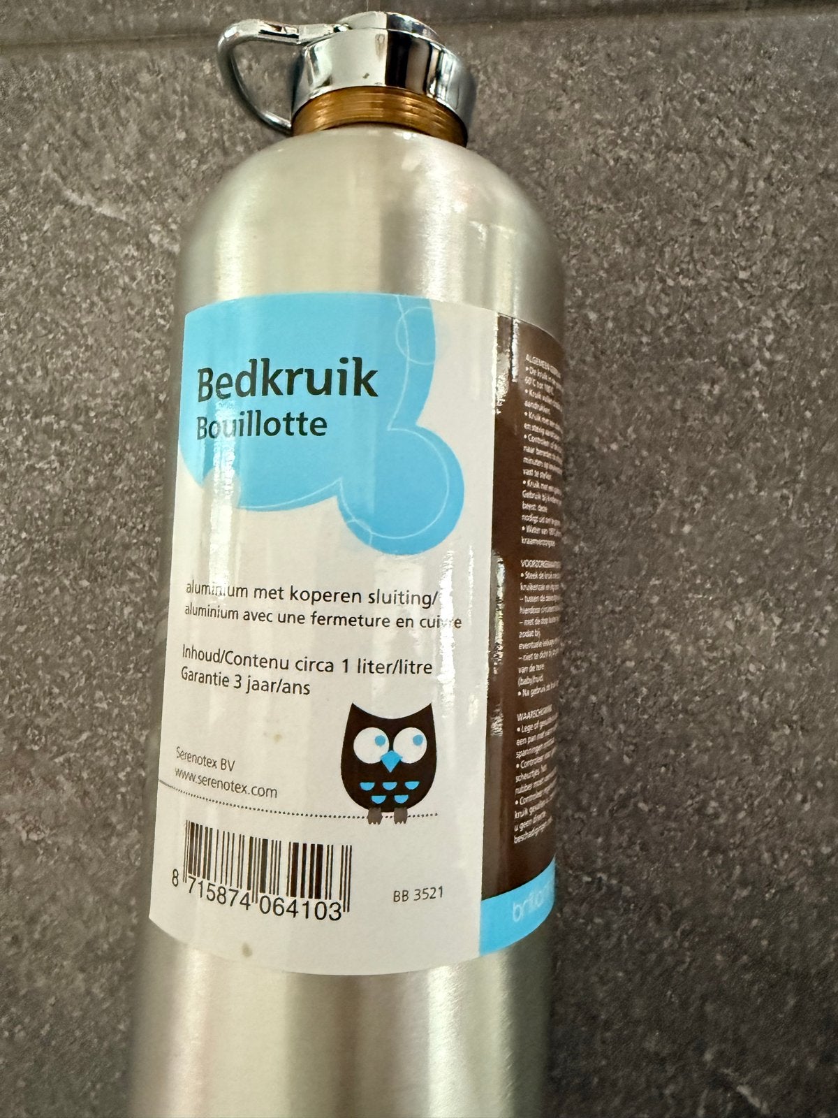 Kinder Bedkruik Aluminium 1L + Gratis 100% Katoenen Hoes, Kinderen en Baby's, Badjes en Verzorging, Ophalen of Verzenden, Zo goed als nieuw