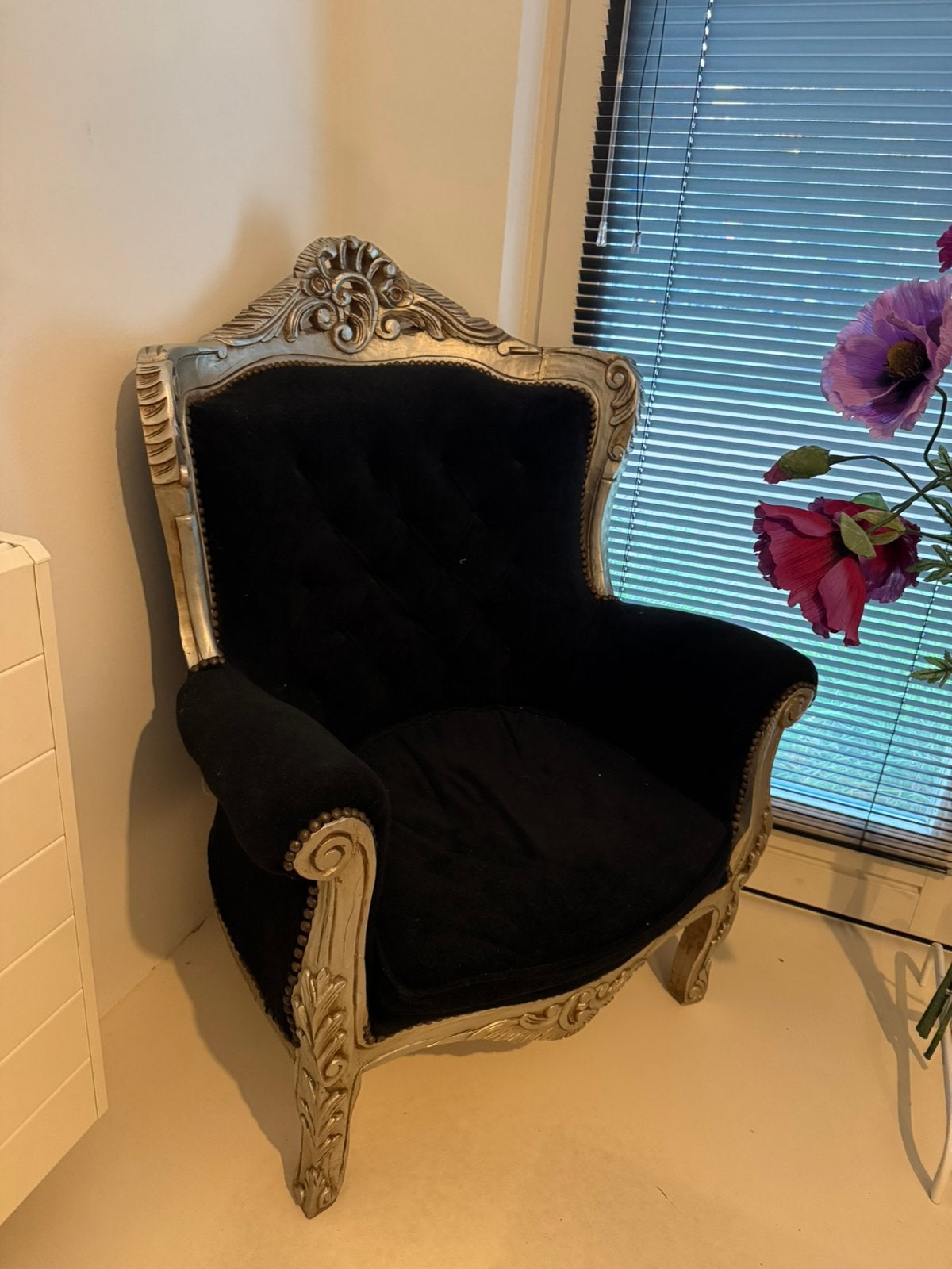 Barok fauteuil, Ophalen, Gebruikt, 75 tot 100 cm, Stof