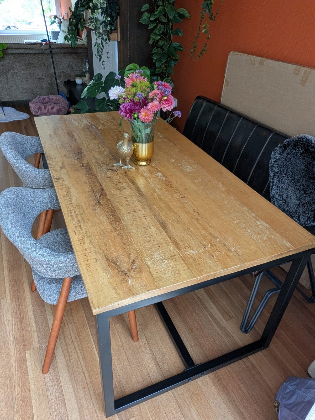 Mango houten eettafel, Huis en Inrichting, Gebruikt, Rustiek, 50 tot 100 cm, Vijf personen of meer