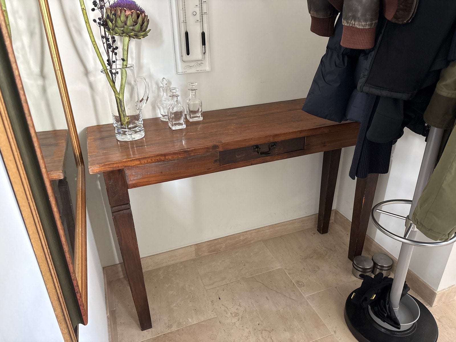 Massief houten Sidetable wandtafel 120 lang, Ophalen, 25 tot 50 cm, Rechthoekig, 100 tot 150 cm