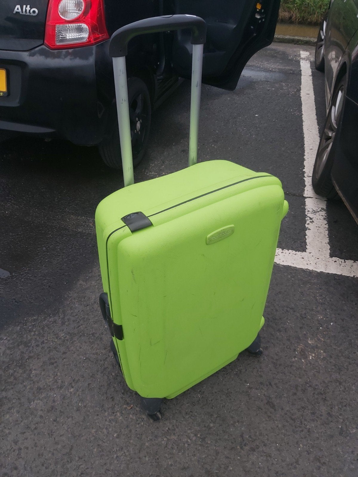 Samsonite Koffer met 4 Wielen - Felgroen, Uitschuifbare handgreep, Gebruikt, 50 tot 60 cm, Hard kunststof