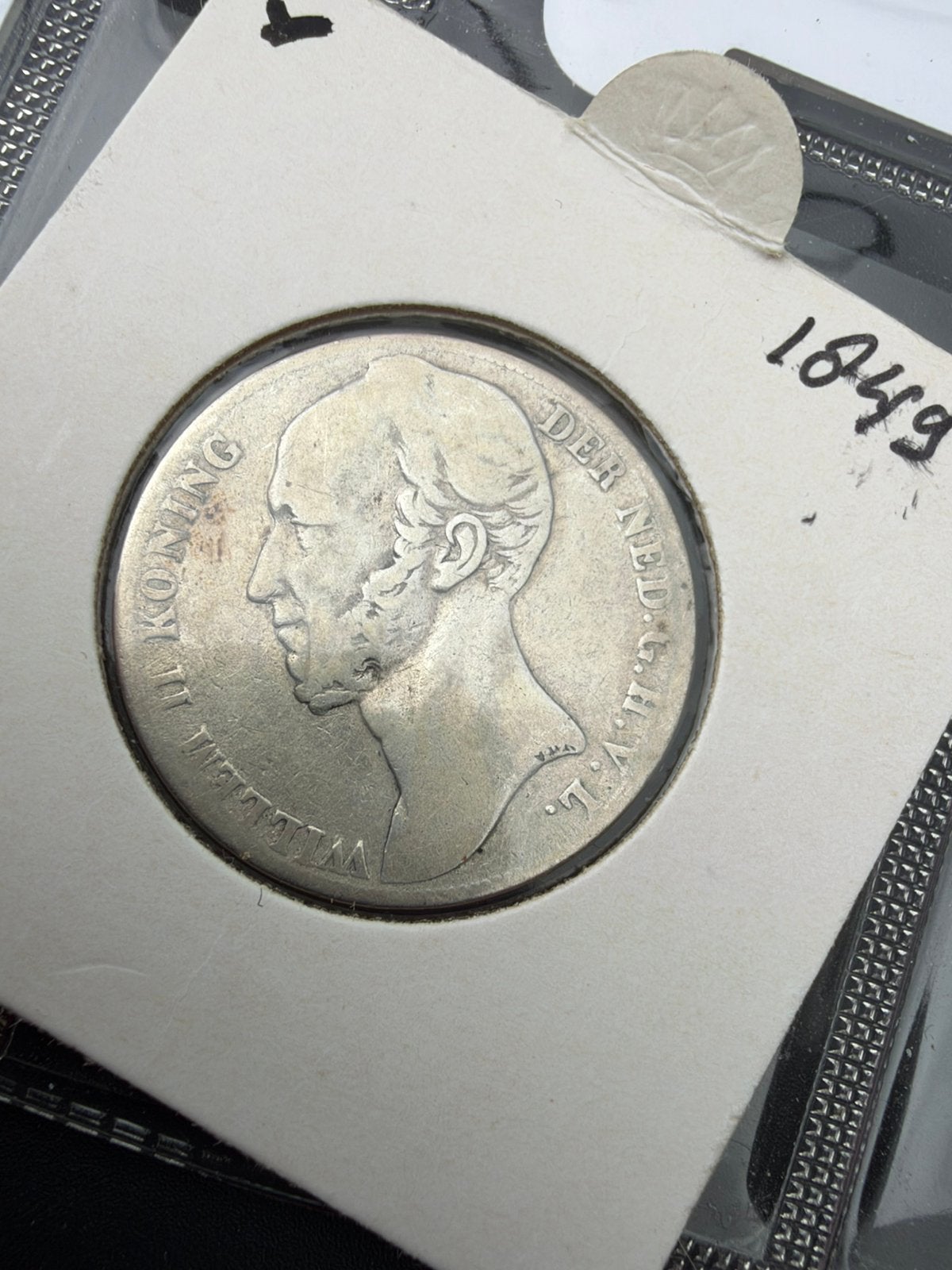 Zeldzamere gulden 1849 Willem II, 1 gulden, Zilver, Ophalen of Verzenden, Losse munt