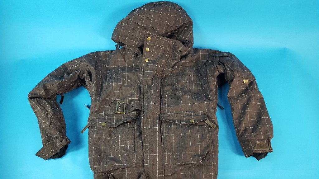Nikita dames snowboardjas, bruin geruit, maat XS. S4