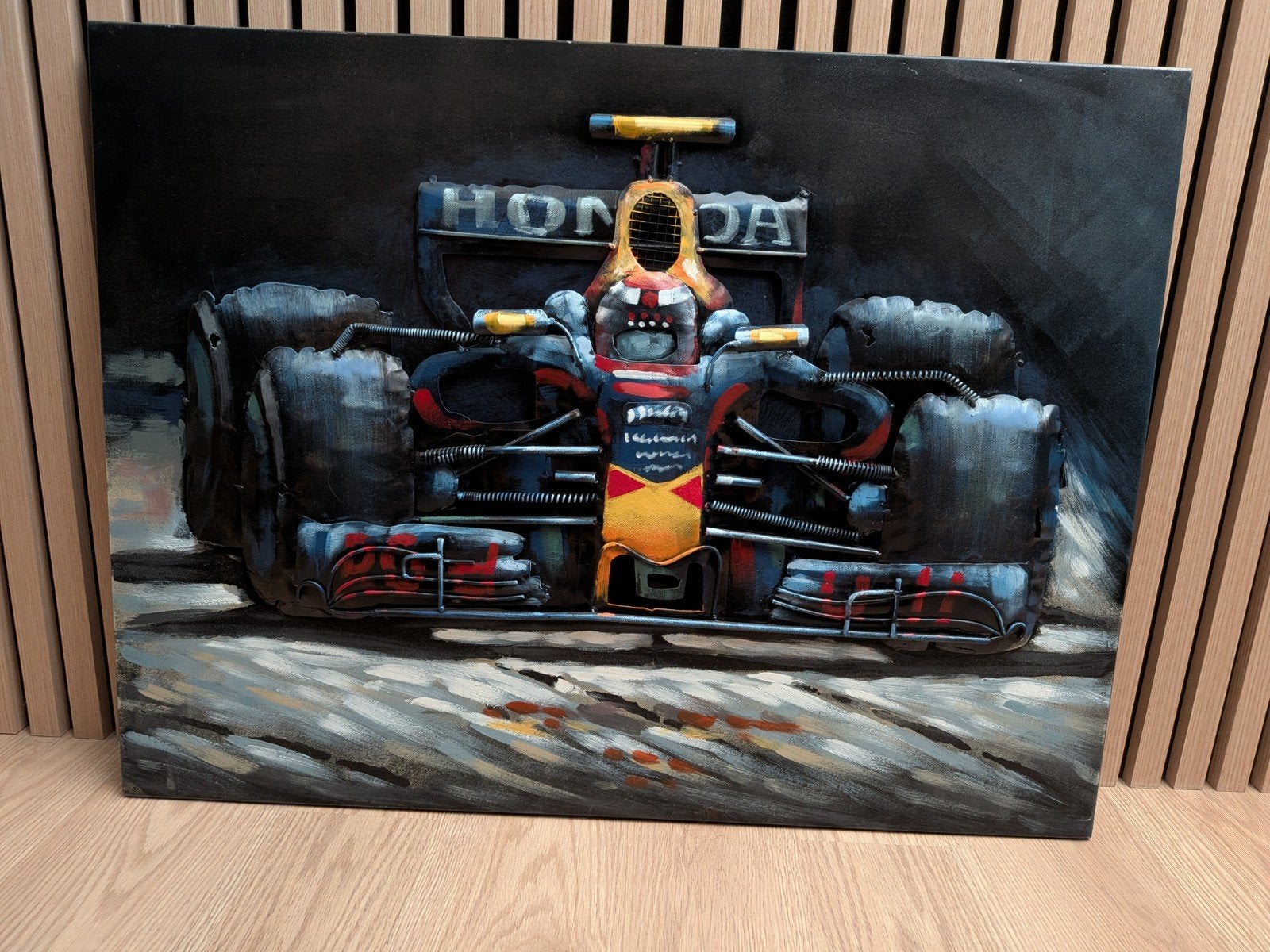 Handgemaakt Max Verstappen F1 Metalen 3D Schilderij 80x60, Antiek en Kunst, 3D-effect, Gemengde techniek, Metaal, Ophalen