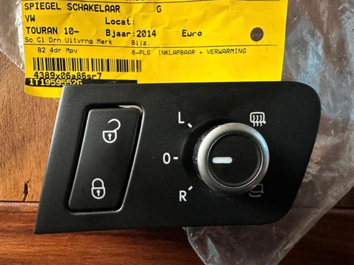 VW Touran spiegel schakelaar inklapbaar en verwarming, Auto-onderdelen, Ophalen of Verzenden, Nieuw, Seat