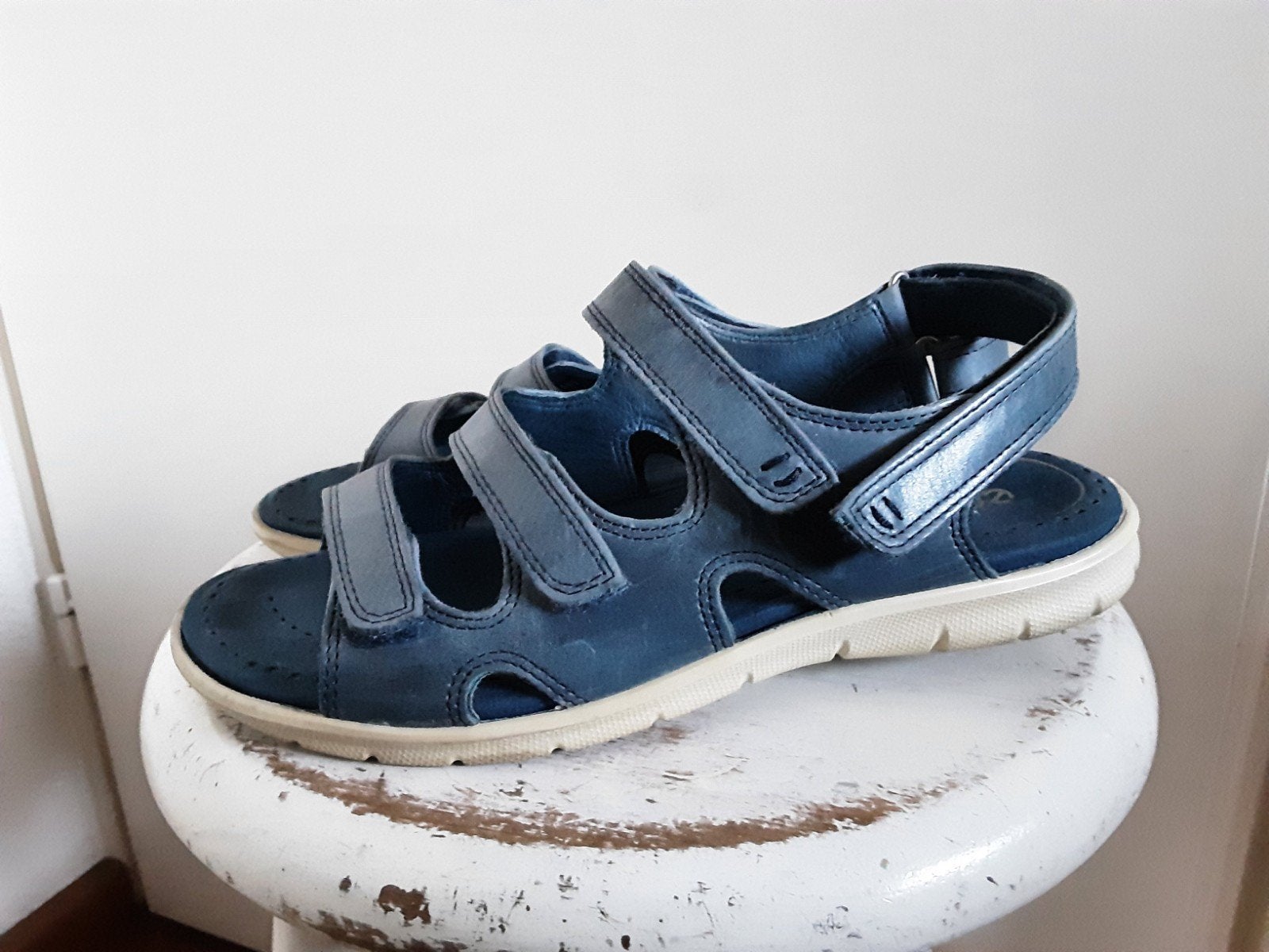 ECCO schoenen sandalen maat 39 jeansblauw, Ecco, Blauw, Gedragen, Sandalen of Muiltjes