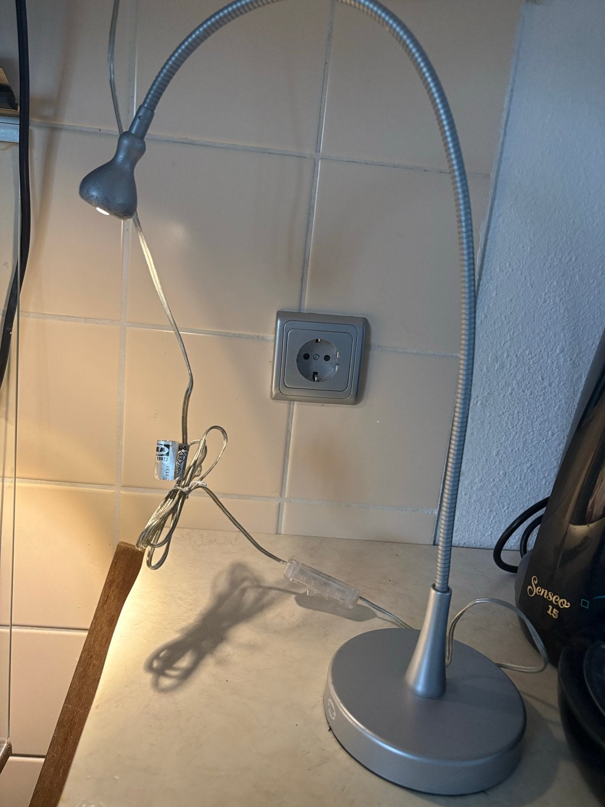 IKEA Jansjö LED Bureaulamp Zilver met adapter, Bureaulamp, Gebruikt, Minimalistisch, Overige fittingen
