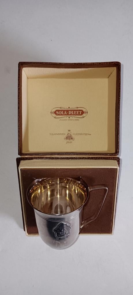 Sola Pleet Bruintje Beer Beker - Zwaar Verzilverd, Antiek en Kunst, Ophalen of Verzenden, Zilver
