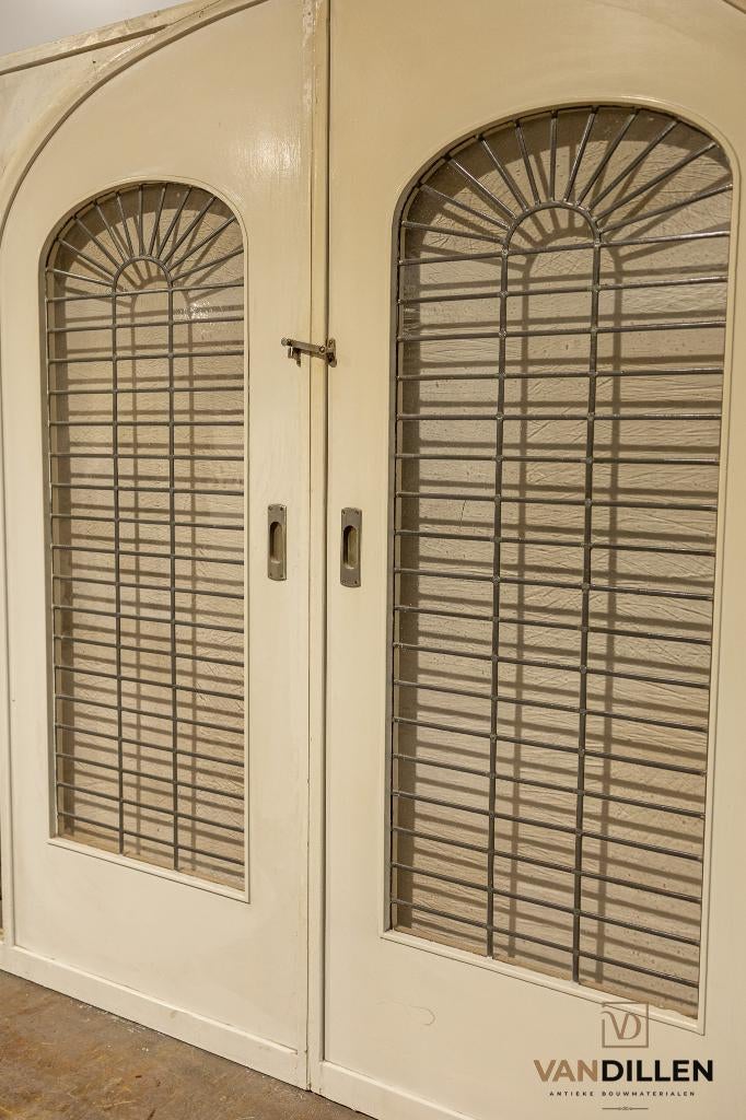 Set oude en-suite schuifdeuren glas in lood 213 x 186, Ophalen, Gebruikt, 120 cm of meer, Binnendeur