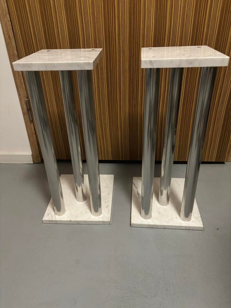 Te koop : speaker stands van marmer met chrome., Audio, Tv en Foto, Luidsprekers, Overige merken, Gebruikt, Overige typen, Ophalen of Verzenden