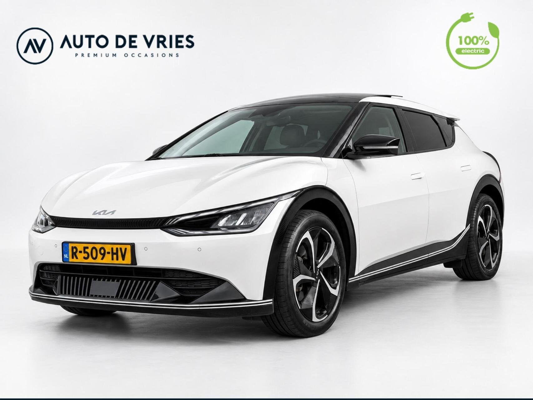 Kia EV6 Plus Advanced 77.4 kWh | SOH 100% | Leder | Panorama, Auto's, Achterwielaandrijving, Gebruikt, Zwart, 1885 kg
