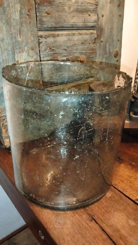 Heel groot windlicht. Dik bubbelglas xxl brocante, Ophalen
