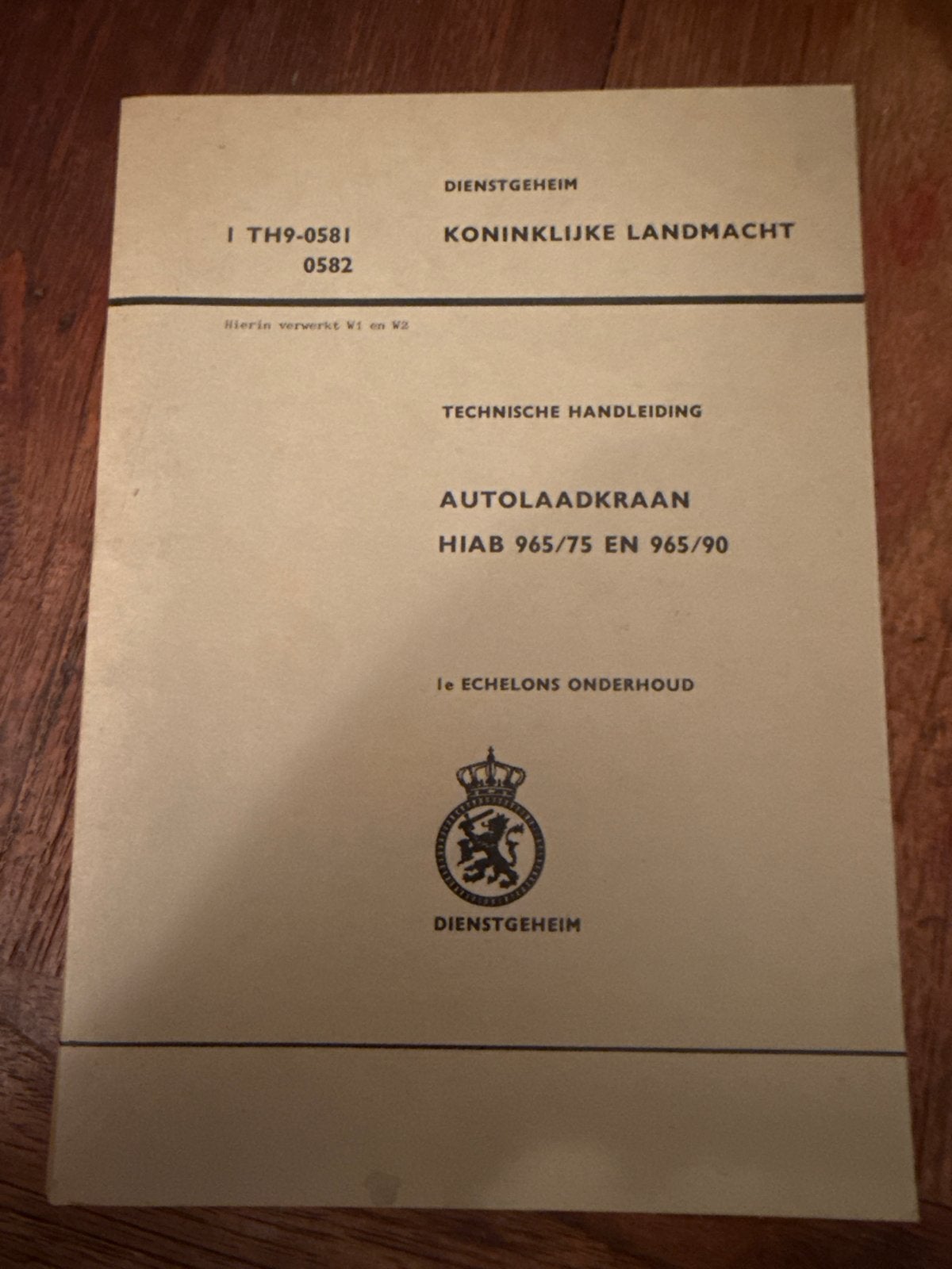 Technische Handleiding Autolaadkraan HIAB 965/75 EN 965/90, Ophalen of Verzenden, Landmacht, Nederland, Hulzen of Bodemvondsten