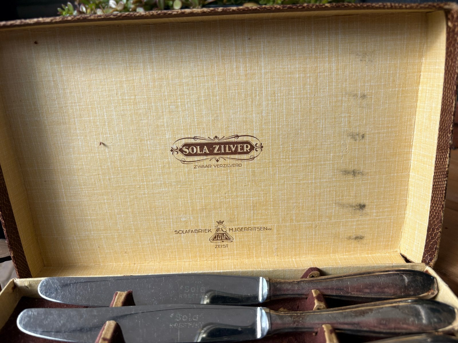 Vintage Sola Zilver Bestekset - 6 Verzilverde Messen, Ophalen of Verzenden