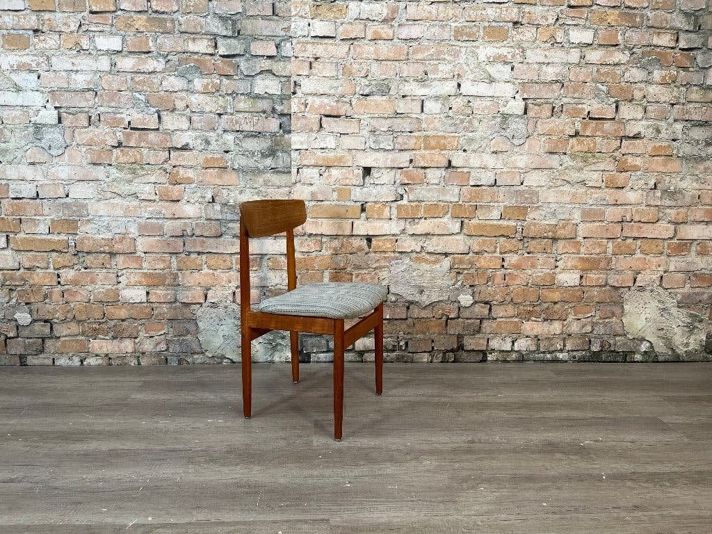 Vintage Deense Stoelen Set – Teak & Stof, Ophalen, Hout, Bruin, Design