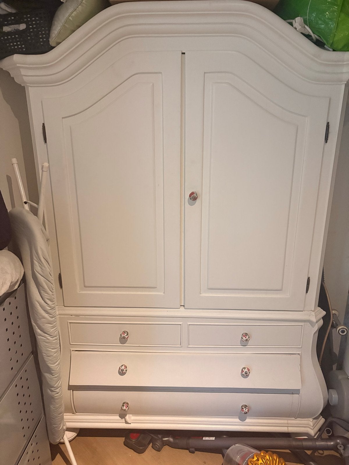 Witte kledingkast met lades en deuren, Huis en Inrichting, Kasten | Kledingkasten, Ophalen, Gebruikt, 100 tot 150 cm, 200 cm of meer
