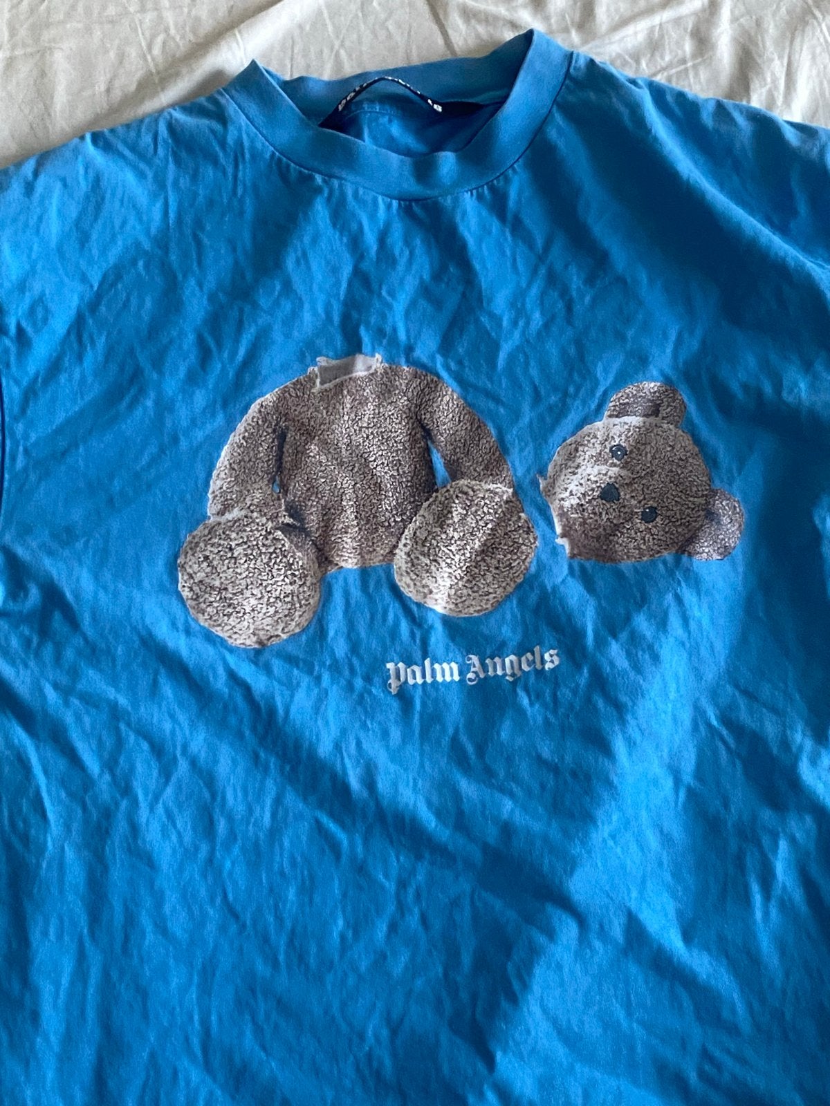 Palm Angels T-shirt met teddybeer print - Maat L, Ophalen of Verzenden, Gedragen, Maat 52/54 (L), Blauw