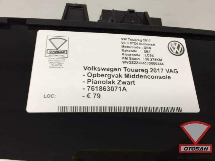 vw touareg 2017 opbergvak middenconsole pianolak 761863071a, Gebruikt, Volkswagen, Volkswagen AG, Berliner Ring 2
38440  Wolfsburg, DE