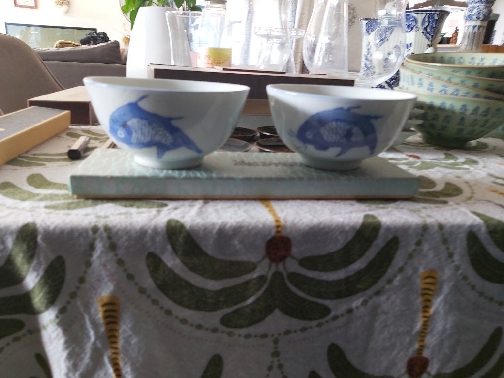 2 Chinese Porseleinen Rijstkommen, Ophalen, Aziatisch, Zo goed als nieuw, Kom(men)