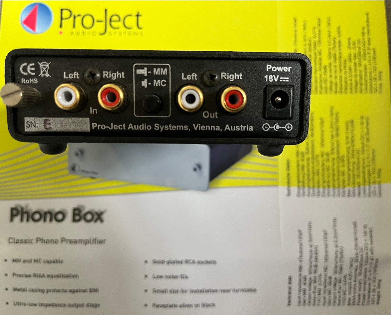 Pro-Ject Phono Box Classic Phono Voorversterker MM/MC, Overige merken, Overige systemen, Ophalen of Verzenden, Zo goed als nieuw