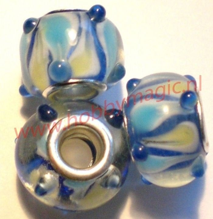 5 x Pandora style glasbead nr.9, Sieraden, Tassen en Uiterlijk, Bedels, Overige merken, Info@hobbymagic.nl, Hobbymagic, Nieuw