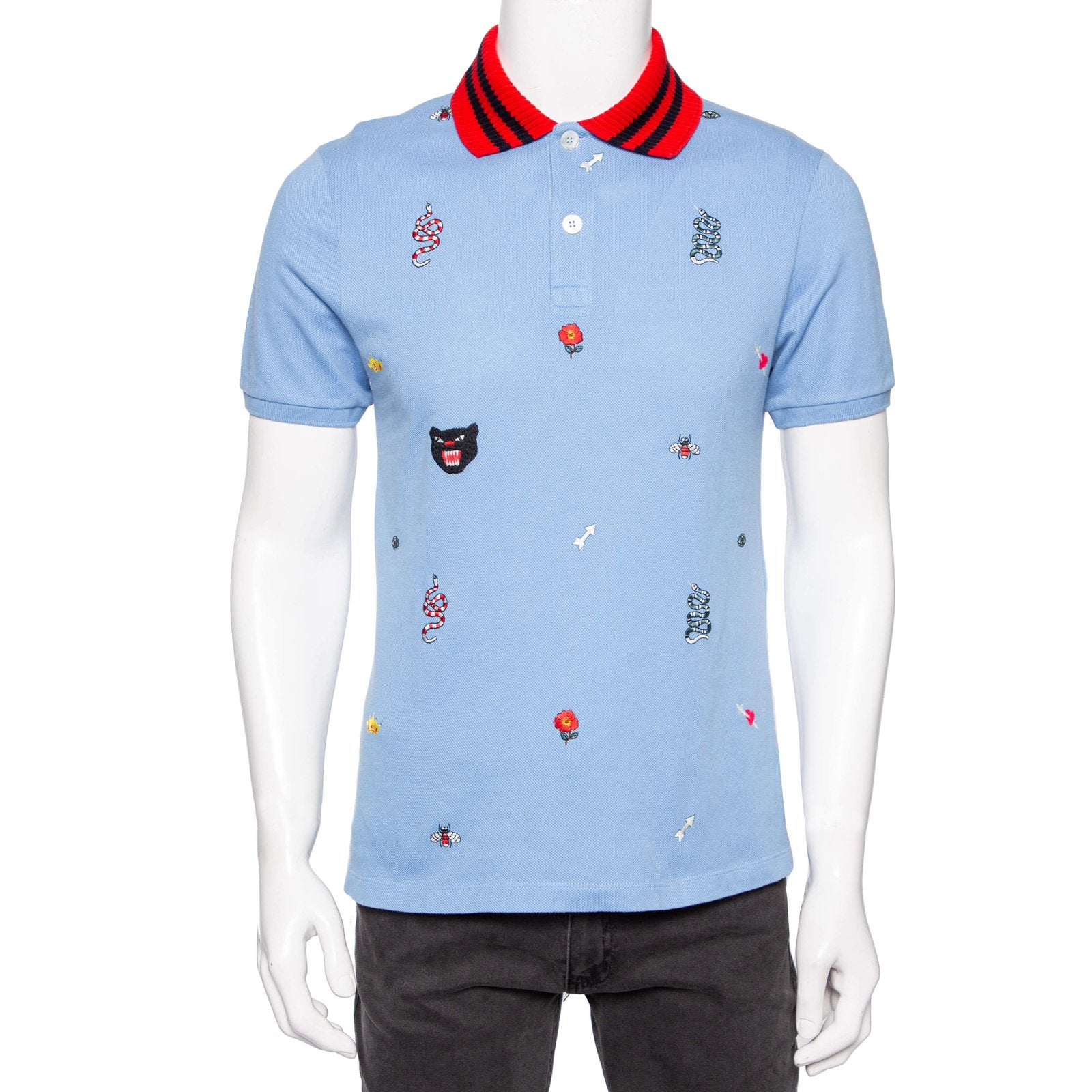 Origineel Gucci Poloshirt maat M Borduurdetails Aankoopbon, Ophalen of Verzenden, Zo goed als nieuw, Maat 48/50 (M)