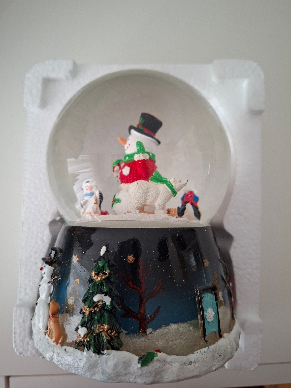 Speeldoos Jingle Bells met wintertafereel in glazen bol, Ophalen, Zo goed als nieuw