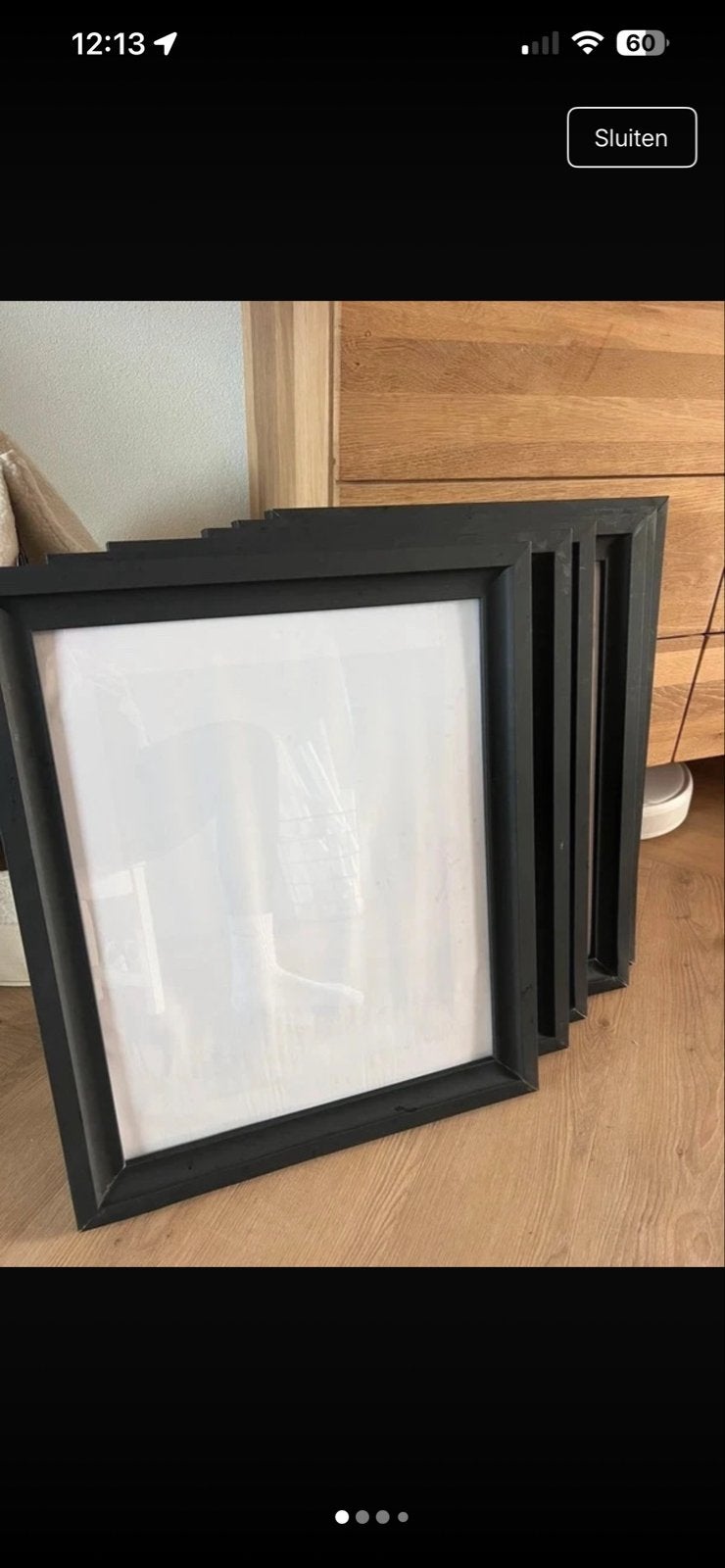 Set van 6 zwarte fotolijsten, Kunststof, Ophalen of Verzenden, Zo goed als nieuw, Fotolijst