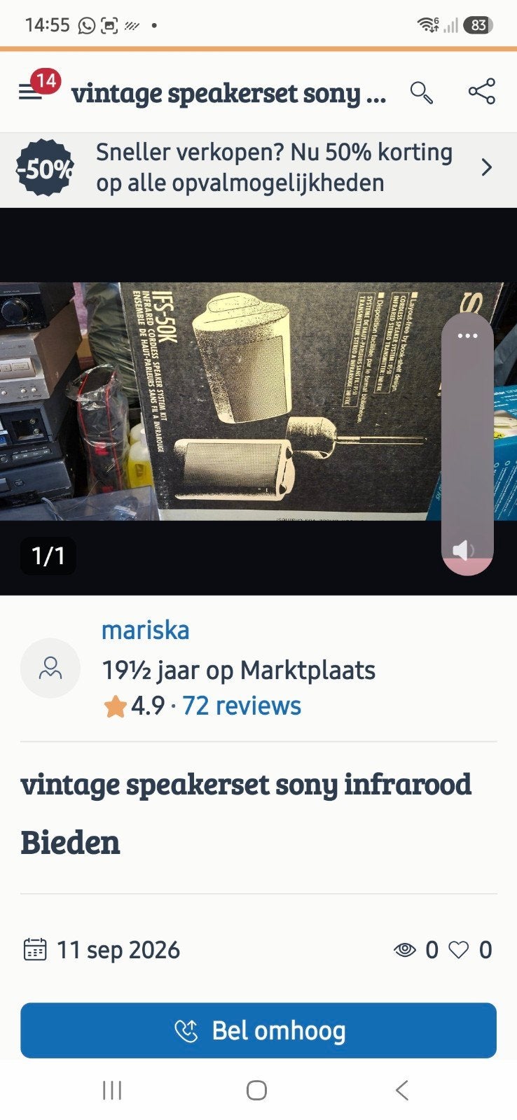 vintage sony infrarood speakerset, Audio, Tv en Foto, Overige typen, Nieuw, Ophalen of Verzenden, Sony