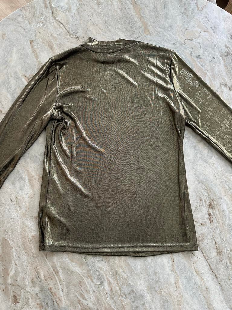 Aaiko Gouden metallic longsleeve top, Maat 38/40 (M), Overige kleuren, Verzenden, Nieuw
