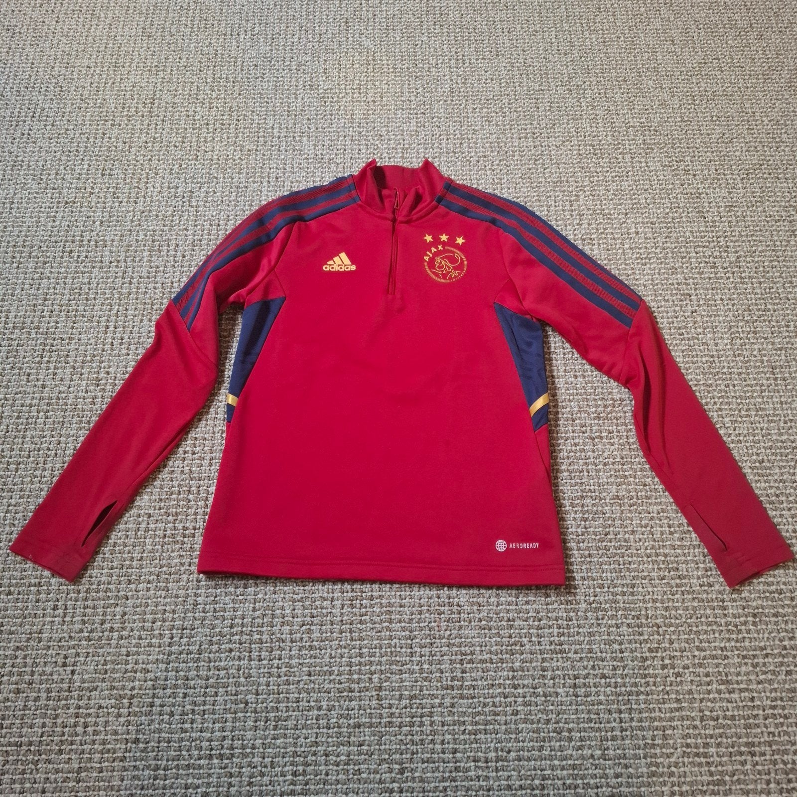 Originele Ajax Topper Maat 140 - Rood met Gebruikssporen, Ophalen of Verzenden, Zo goed als nieuw