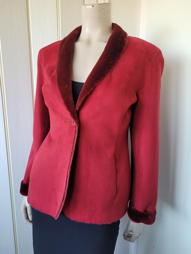Claudia Strater rode faux fur lammy jas maat S/36, Ophalen of Verzenden, Zo goed als nieuw, Maat 36 (S), Claudia Strater