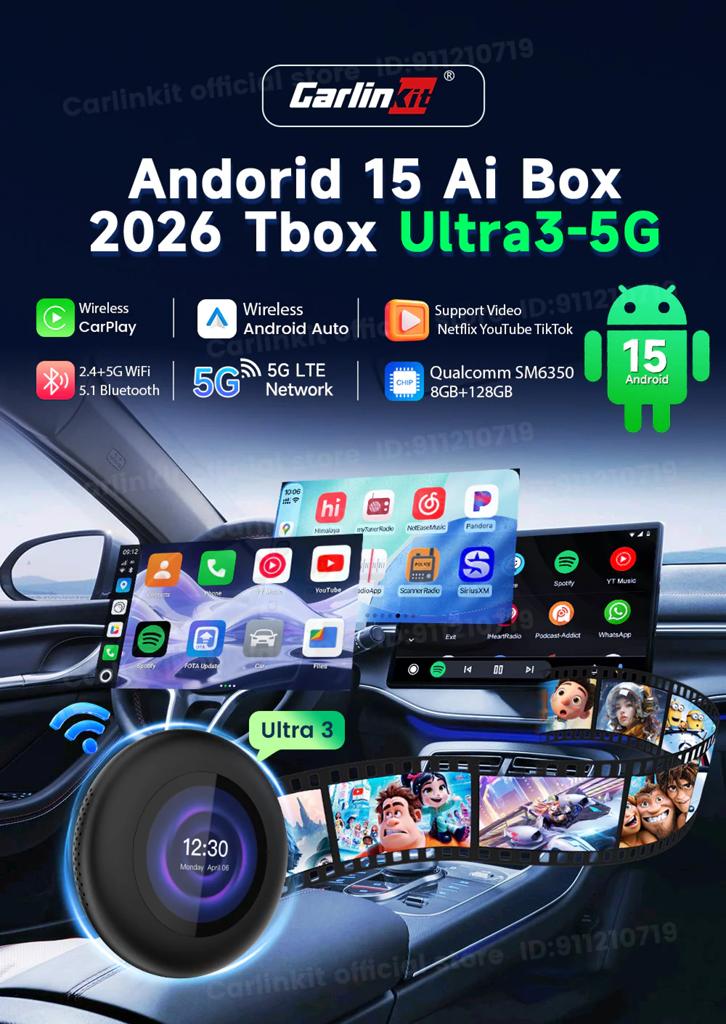 Carlinkit Ultra 3 nieuwste model! Android 15, Auto diversen, Auto-accessoires, Verzenden, Nieuw