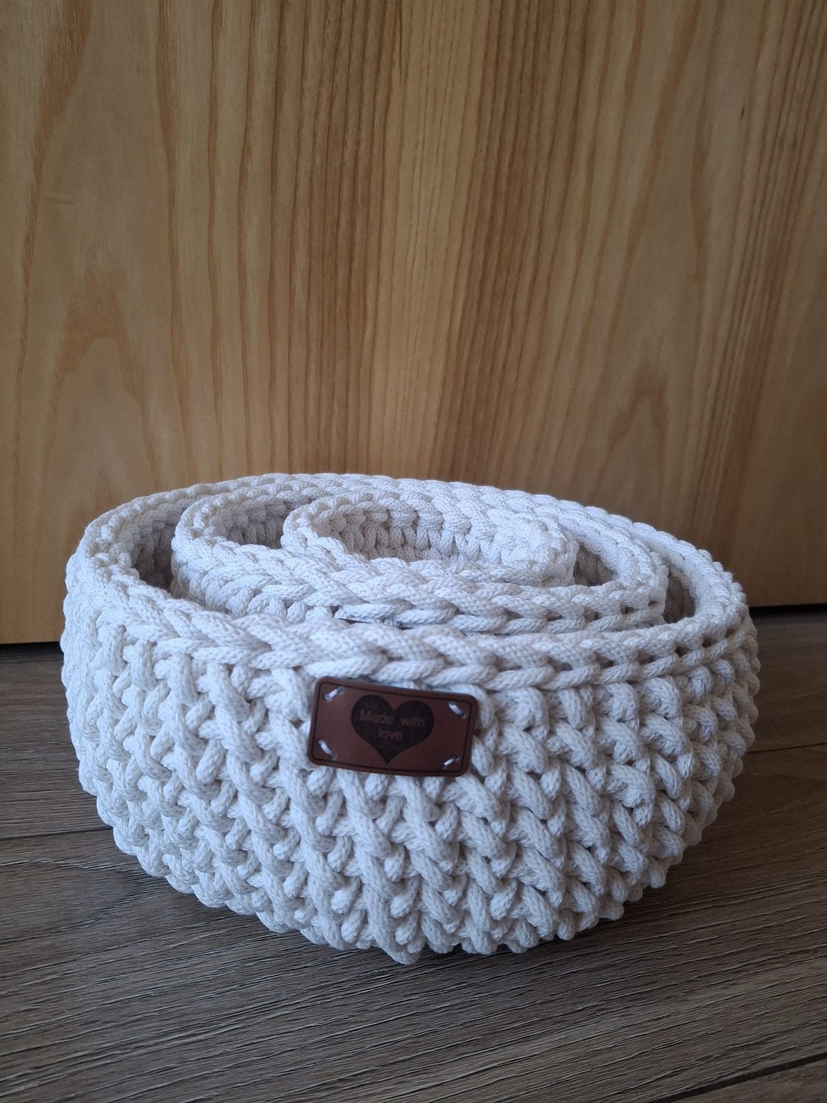 Handgemaakte gehaakte mandjes set - Nieuw, Ophalen, Mand, Textiel, Rond