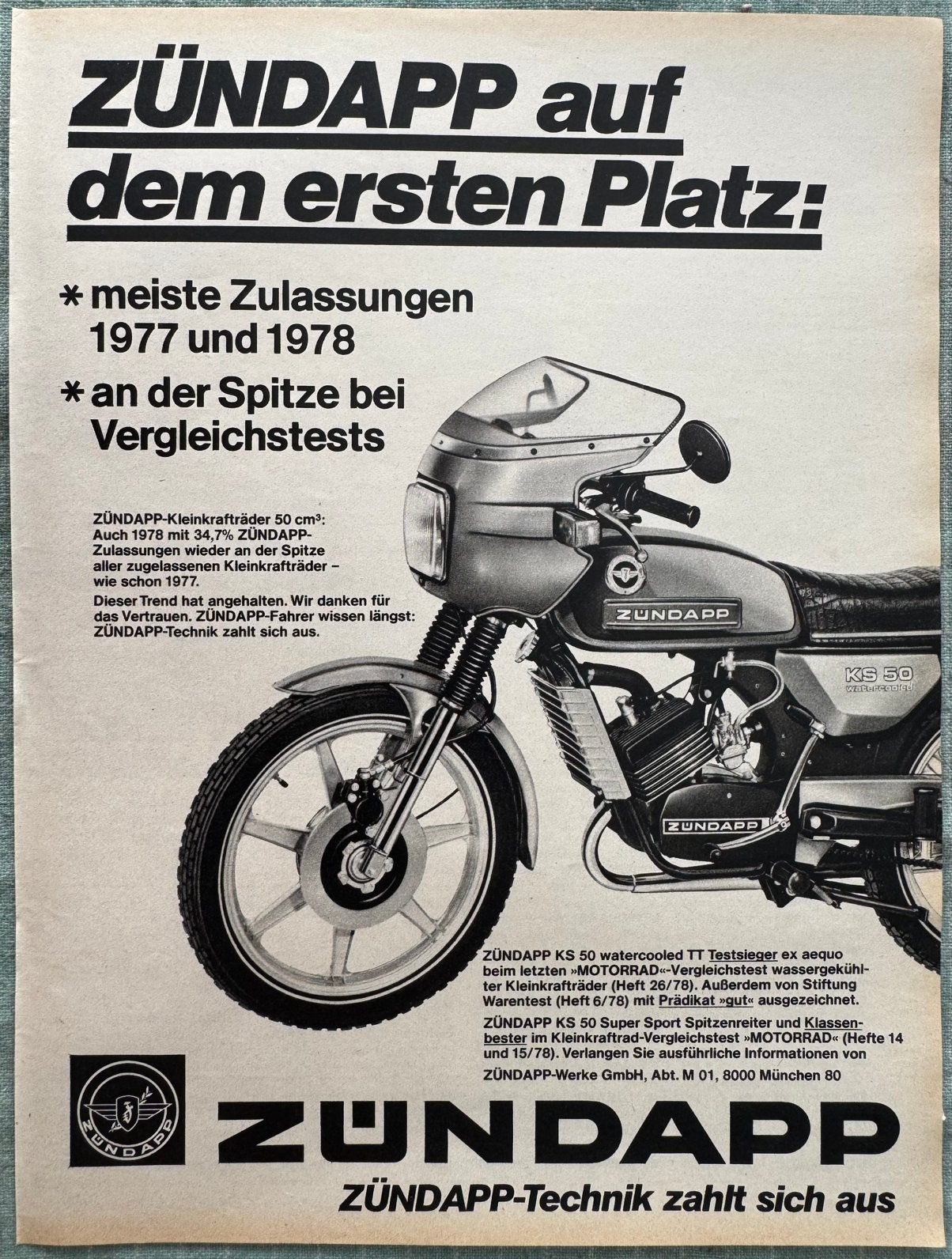 Advertentie 1979 Zündapp KS50 watercooled, Verzenden, Zo goed als nieuw, Motoren