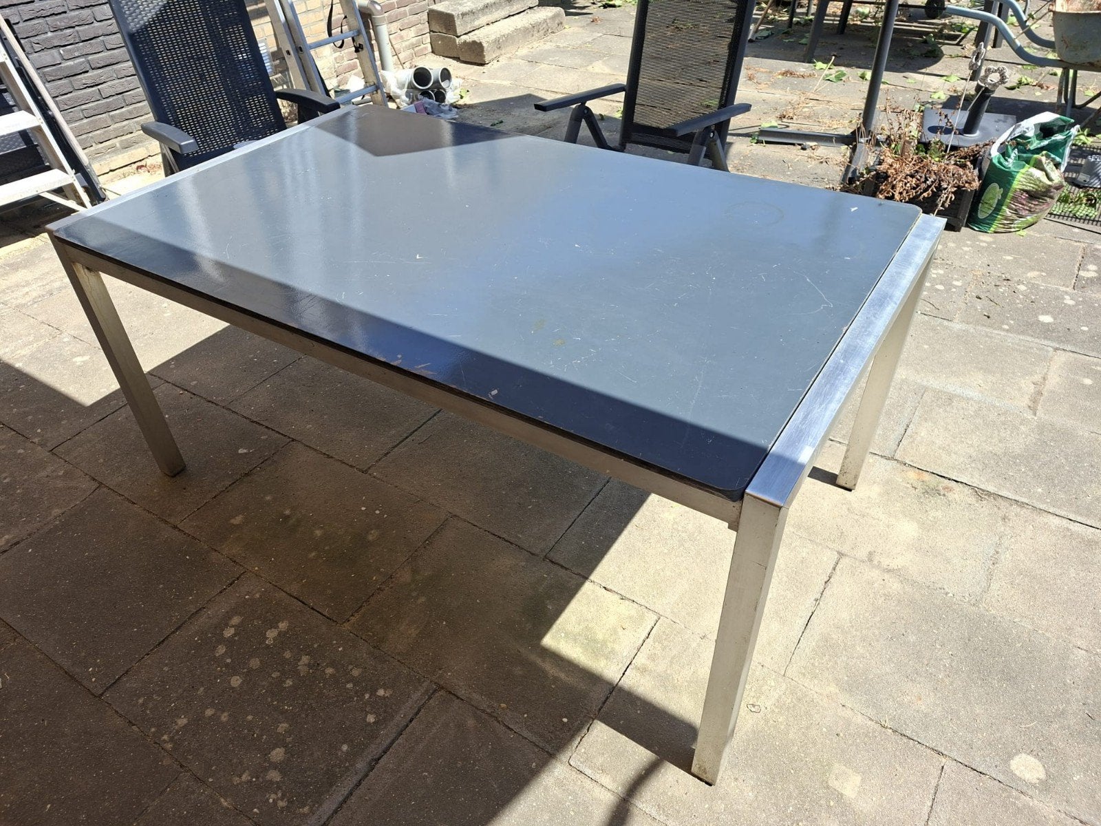 Tuintafel met aluminium frame 170x100 cm, Tuin en Terras, Ophalen, Gebruikt, Rechthoekig, Aluminium
