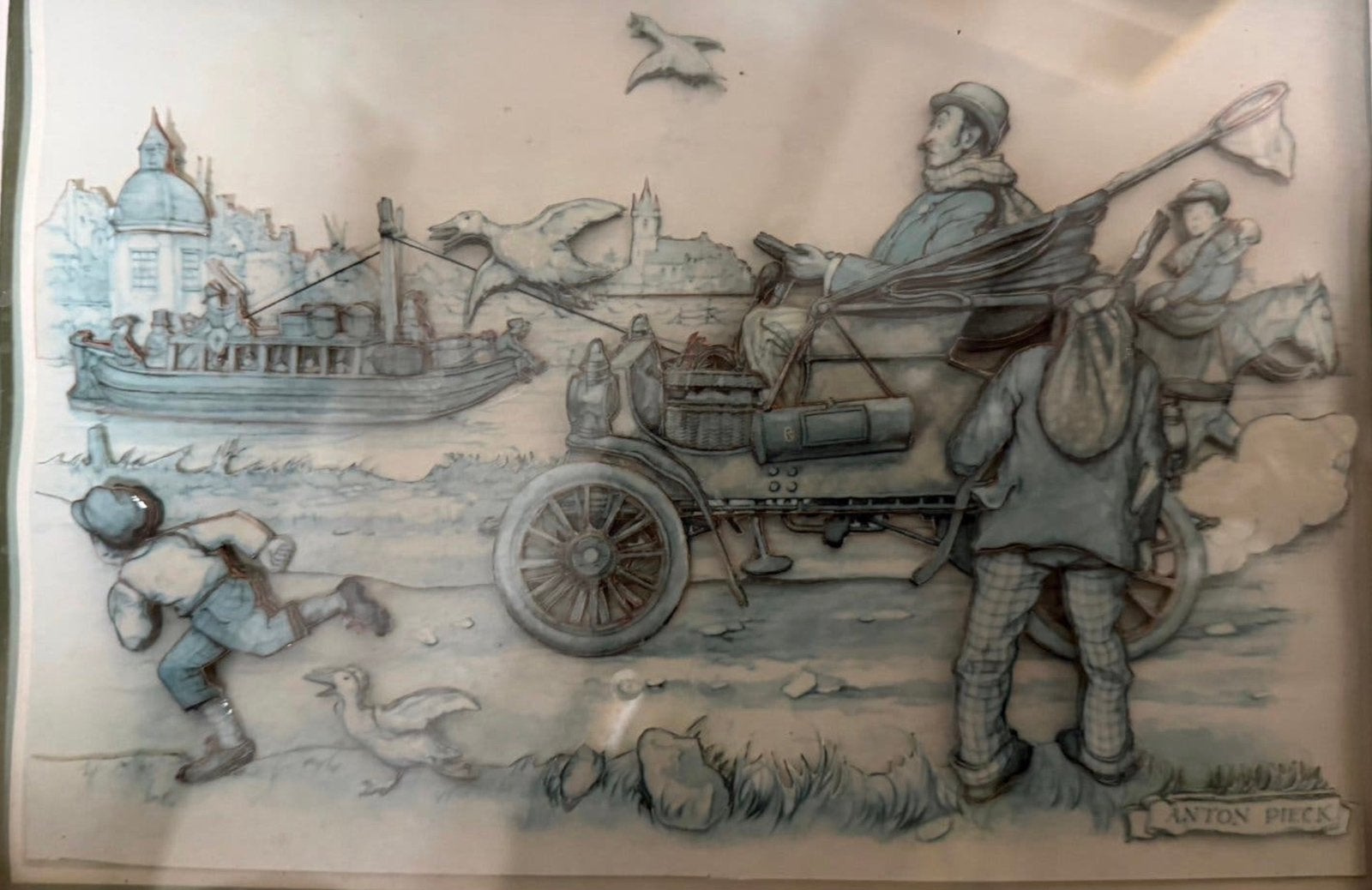 3D shadow box art piece 1966 Dutch artist Anton Pieck 37x30., Ophalen of Verzenden