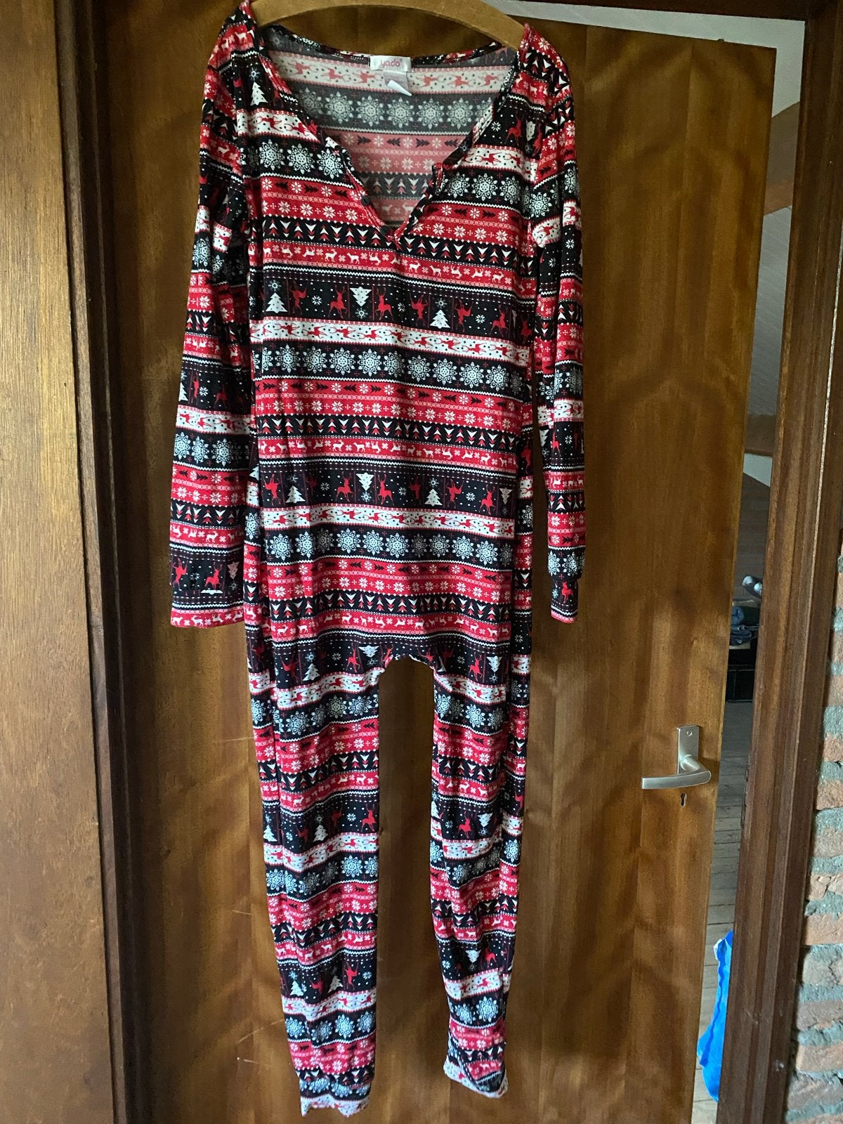 2 Kerst onesies met rendier- en sneeuwvlokkenprint, Ophalen of Verzenden, Zo goed als nieuw, Maat 38/40 (M)