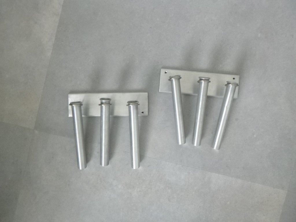 2x metalen set met 3 buisjes 18x18cm, buisje ca. 16cm nieuw, Ophalen of Verzenden, Nieuw, Overige kleuren, Metaal